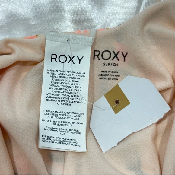 Roxy Classic One Piece Swimsuit Cloud Pink Garden Lily Floral Lace Up Small New - Picture 10 of 12